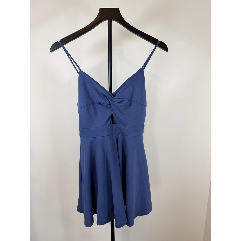 Windsor Blue Twist Front Keyhole Skirted Mini Romper Dress NP2751WD Small
